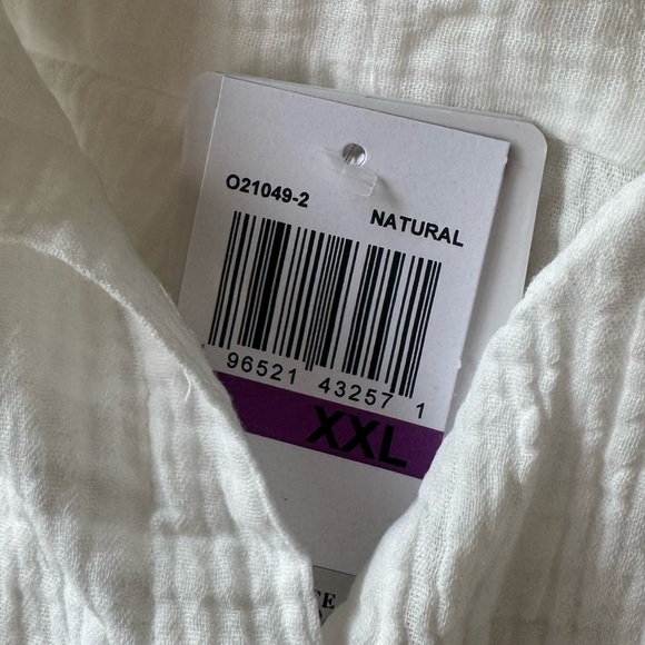 CALME BY JOHNNY WAS 100% Organic Cotton Gauze Peasant Top Natural White NWT - Picture 11 of 12